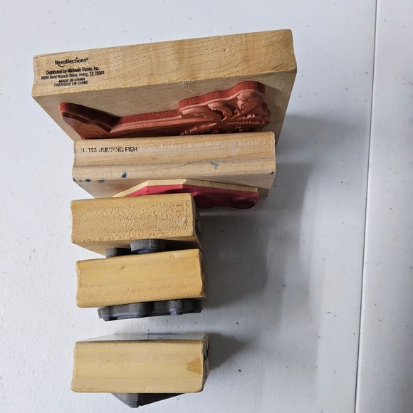 Recollections Wood Stamp Set Nautical Theme Craft Stamps‎ Palm Tree Anchor - Picture 9 of 11